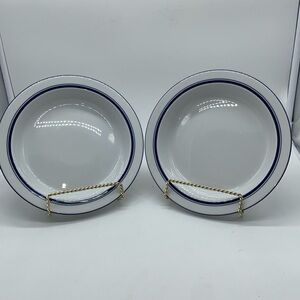 Set of 2 Vintage Dansk Bistro Blue Rimmed Soup Cereal Bowls